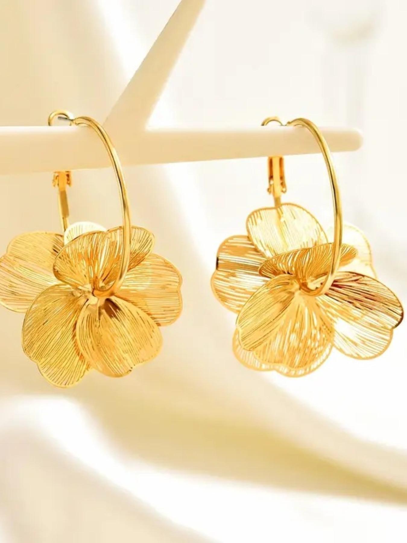 Double Layer Hollow Out Flower Design Dangle Earrings, Elegant Jewelry for Party, Daily Clothing Decor, Trendy All-match & Exquisite Jewelry for Birthday Gift, Bling Stylish Accessory