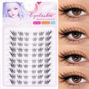 60 Pairs Cat Eye Lashes, Voluminous Fluttering False Eyelashes, Long Fish Tail Segmented Lashes, DIY Single Fiber Extension Makeup
