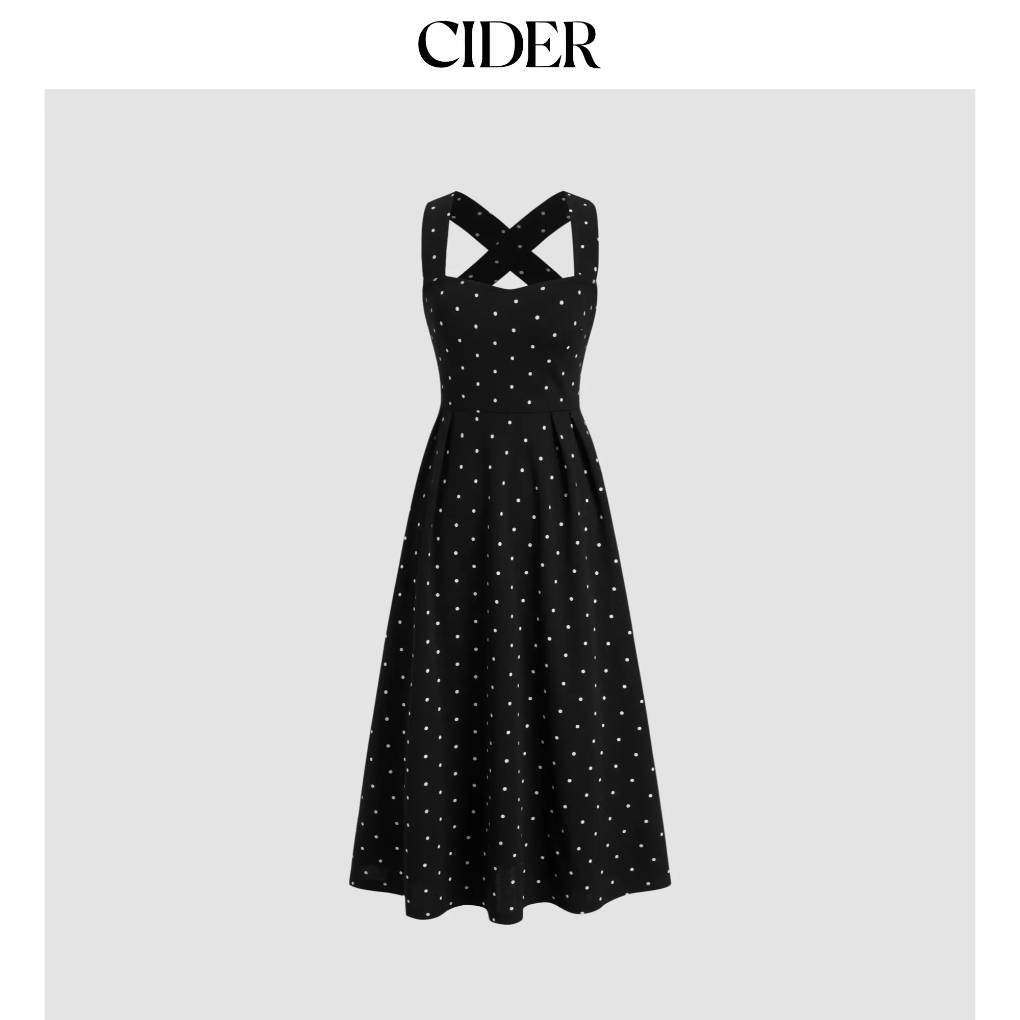 Cider Square Neck Polka Dot Ruffle Criss Cross Maxi Dress