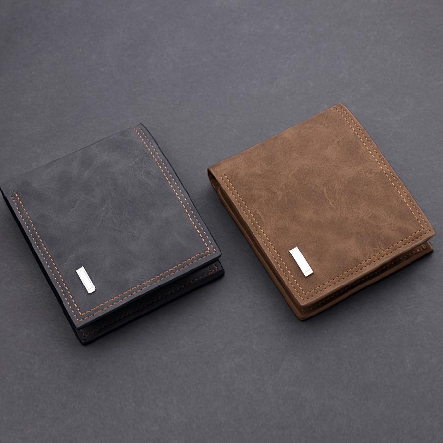 Men's short wallet with multiple card slots, trendy brand, zippered, large capacity, foldable, simple leather wallet, student wallet, vintage bill holder