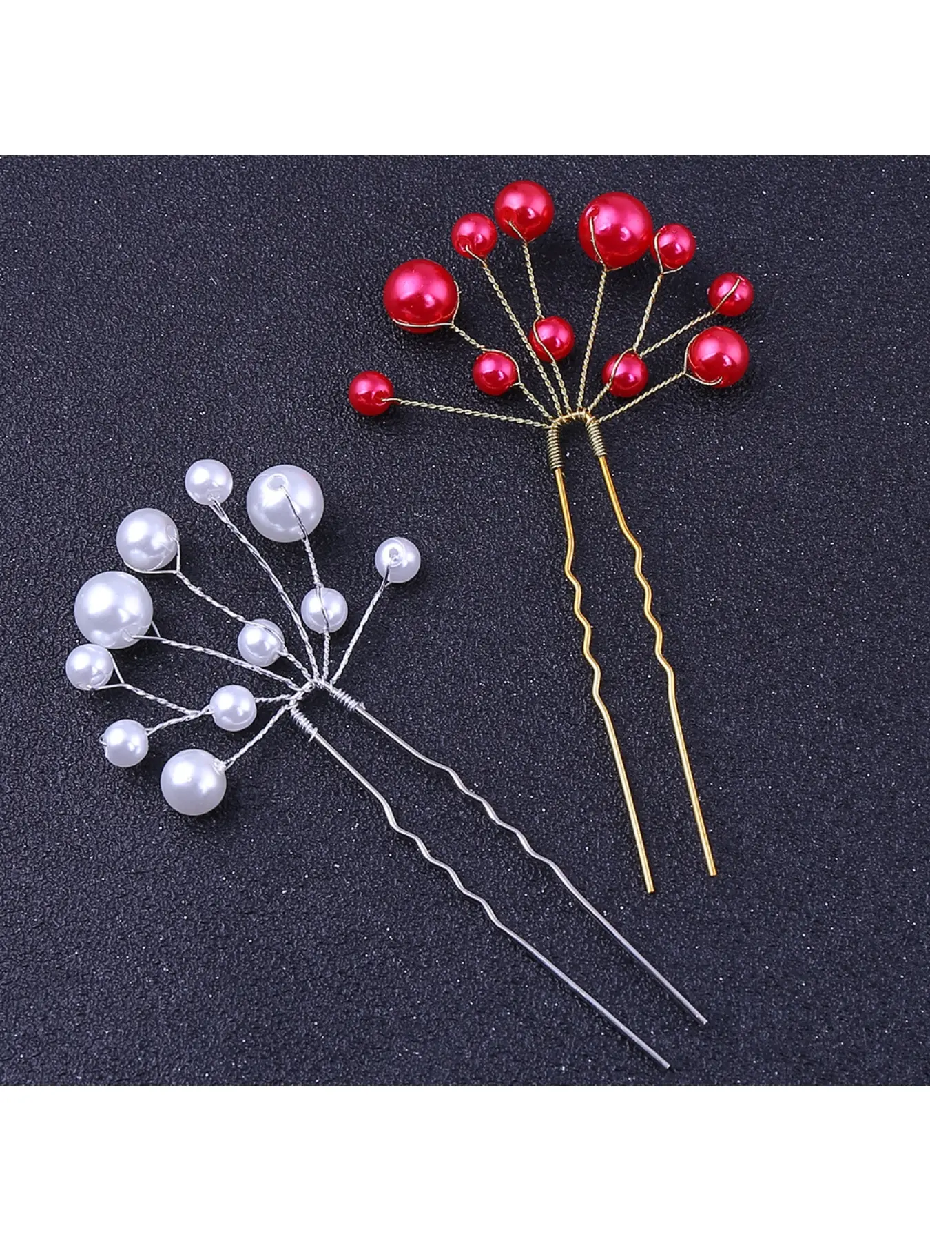 Bride's wedding accessories hair ornament updo U-shaped hairpin hair clip pearl white hairpin
