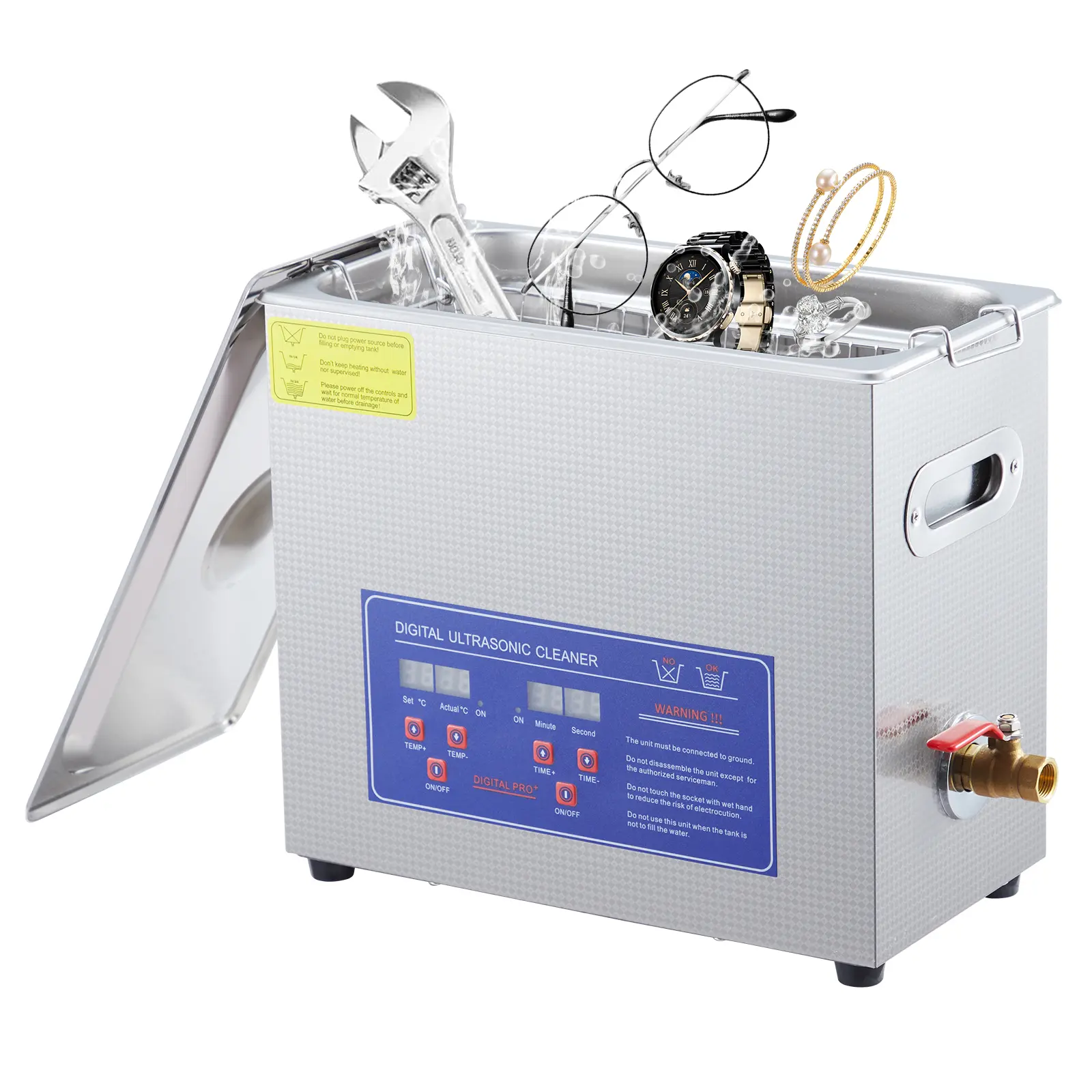 Gaomon 6.5L Professional Medical Grade Ultrasonic Cleaner for Medical Users, 180W 40kHz, Digital Timer, Heating Function, 304 Stainless Steel Tank, Standard Plug, for Stainless Steel Jewelry, Dental Tools, Precision Components