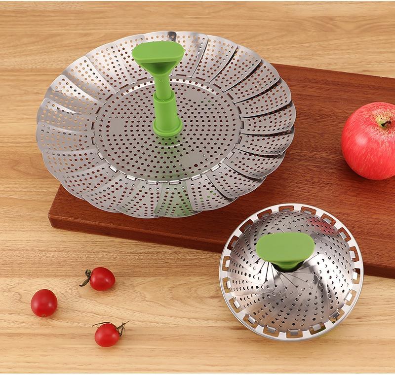 Stainless Steel Folding Steamer Lotus Telescopic Steamer Multifunctional Telescopic Fruit Plate Xiaolongbao Steaming Grid