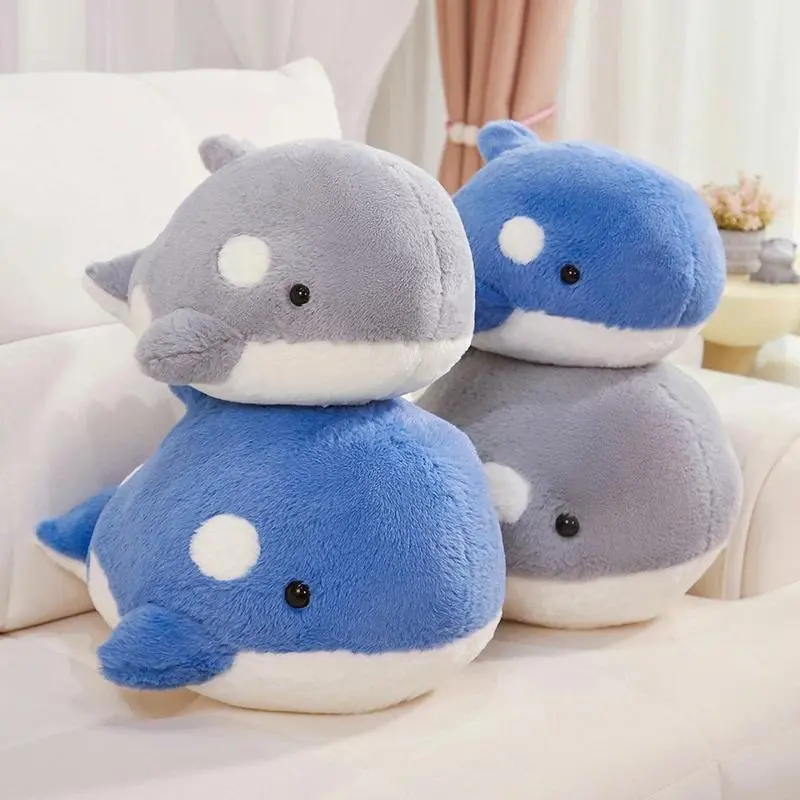 35/45cm Cute Round Orca Plush Doll Pillow Super Soft Cartoon Marine Animal Whale Plush Toy Soothing Gift For Boys And Girls