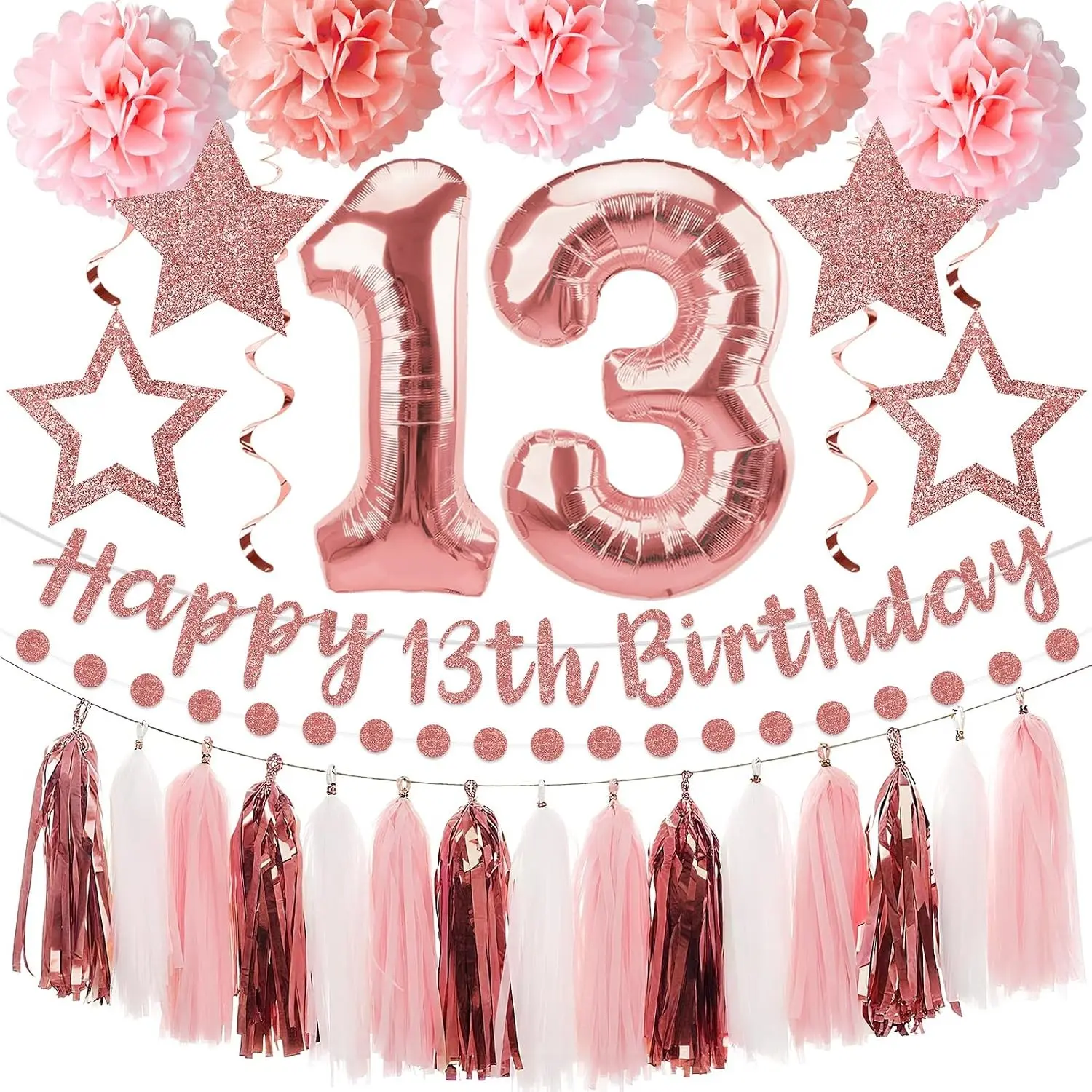 13th Birthday Decorations for Girls, 13th Birthday Party Supplies