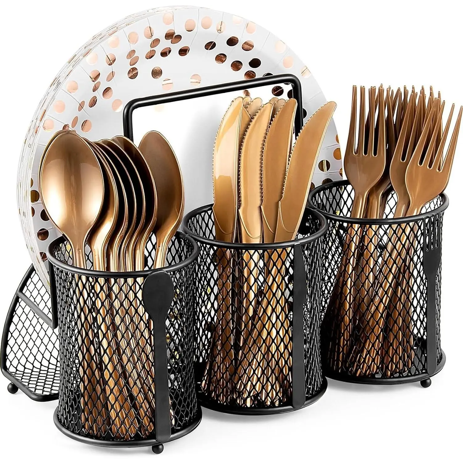 Metal Silverware Caddy Utensil Organizer for Party Picnic Camping Buffet Kitchen Table | Cutlery Storage HolderGift