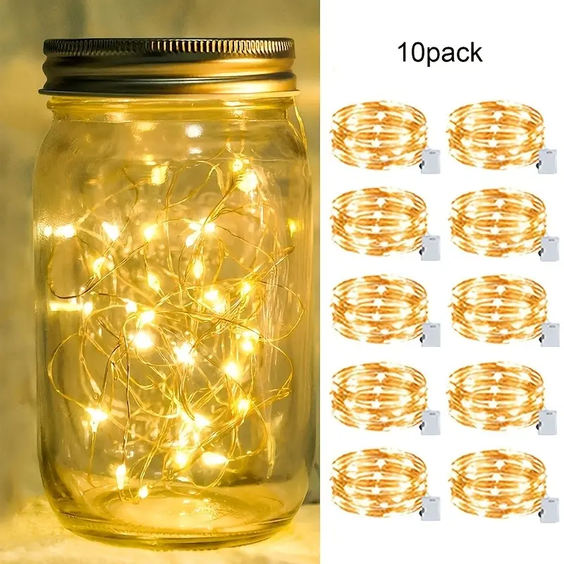 10 Packs, 3 Colors To Choose From, Of Fairy Tale Lights Battery Operated String Lights -7 Feet 20 LED Lights, Firefly Starlight Bedroom, Suitable For Weddings, Room Decor, Home Decor, Parties, Festivals, Christmas (flashing)