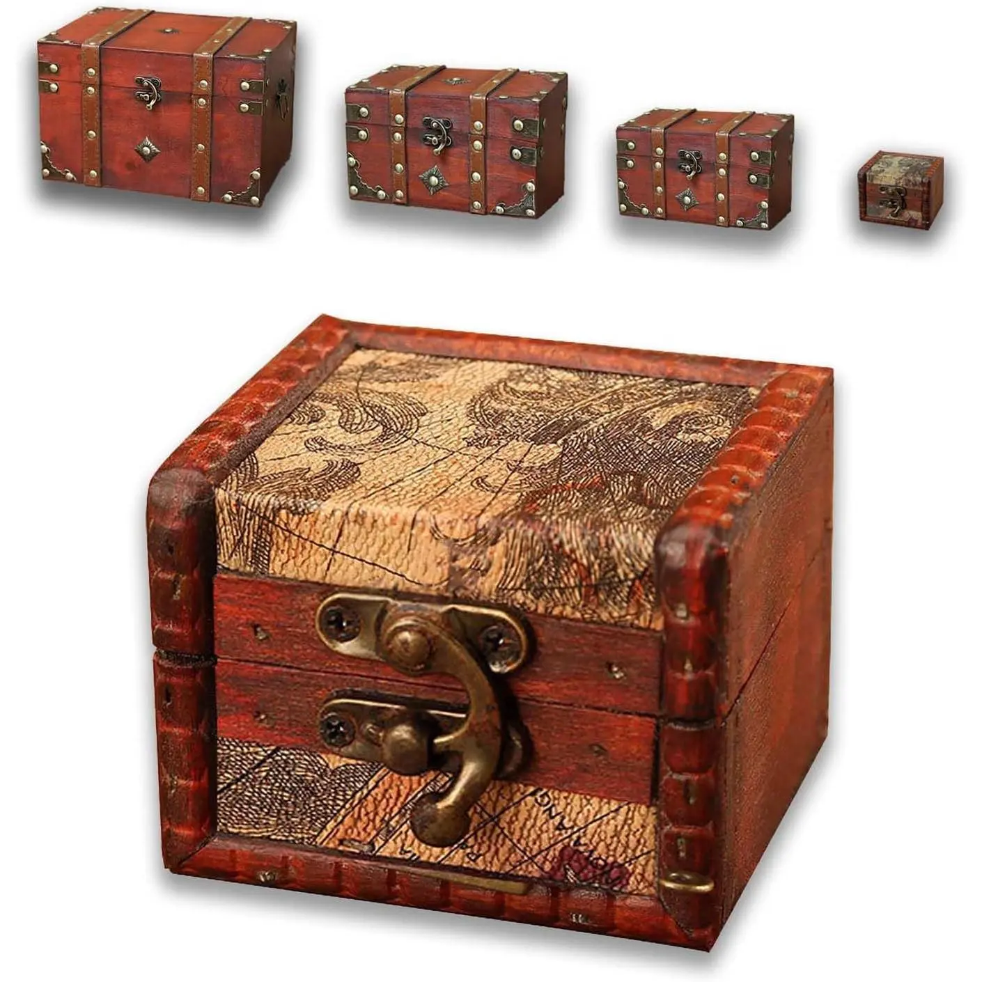 Wooden  Box Classical  Jewelery Storage Box Case Holder | Jewellery Chest Mom Gifts Antique Trinket Organizer Treasure Box for Women Girls Ring Necklace Earring