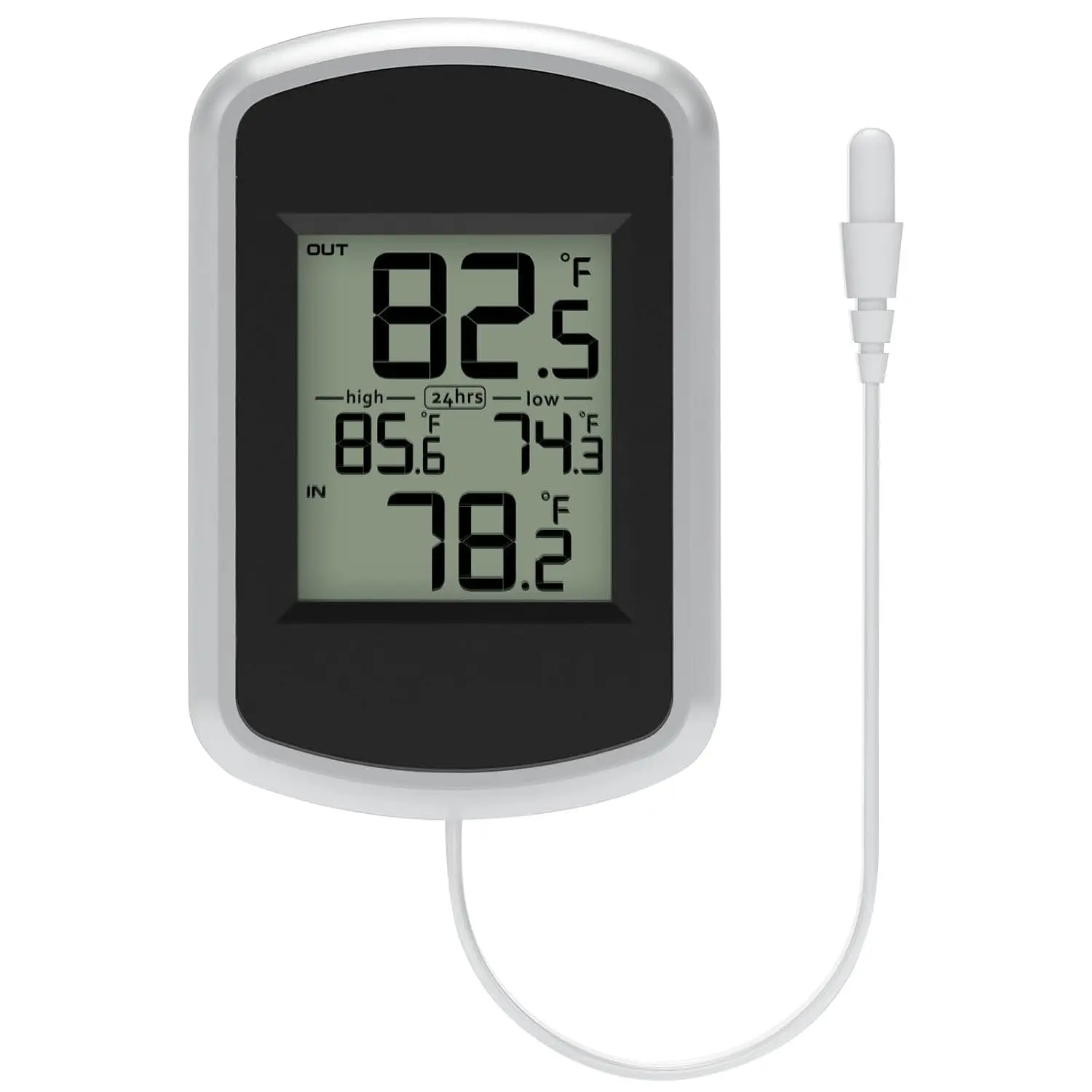 Wired Indoor Outdoor Thermometer,  Room Temperature  with Min/Max Record and 78.74inch Line Probe Sensor, Fahrenheit Only
