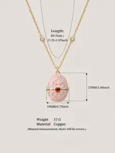 Bohemian Style Pendant Necklace, Colorful Egg Charm, Synthetic Heart Zircon, All Seasons, Perfect for Daily Wear, Gift for Holidays and Birthdays