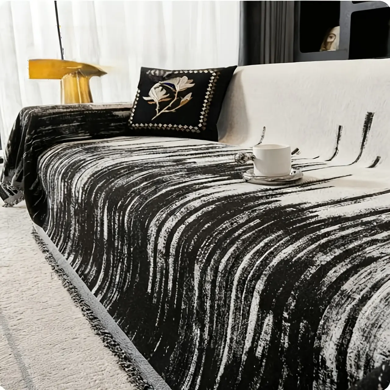 1-Piece Chenille Sectional Sofa Cover, Universal for Chaise Sofas, Reusable Washable Durable, Cat-Scratch-Resistant Pet-Friendly, Autumn Winter Full Coverage Sofa Protector & Casual Throw Blanket