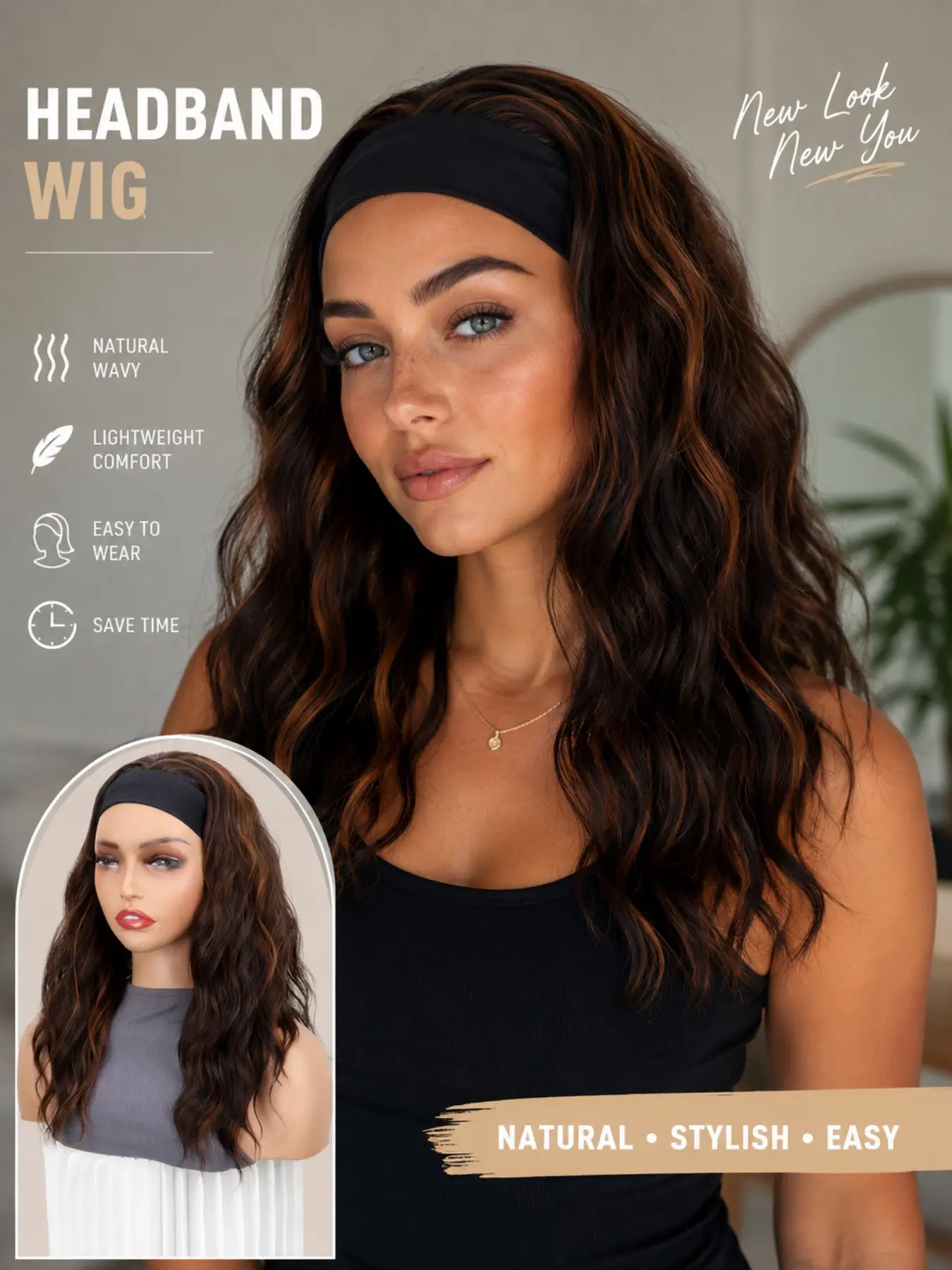 Women's 16 Inch Curly Bob Wig, Synthetic Fiber Water Wave Style, Heat Resistant, Elastic Band, Versatile Fashion for All Ethnicities