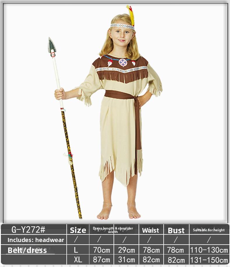Halloween Gray White Indian Outfit Aboriginal Savage Costume Masquerade