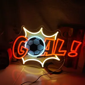 GOAL Soccer Neon Sign LED Wall Light, Football Goal Neon Lamp with Soccer Ball Design, USB Powered Acrylic Neon Sign for Soccer Fans, Sports Room Decor, Gaming Room, Man Cave, Sports Bar, Clubhouse, Athlete Gift