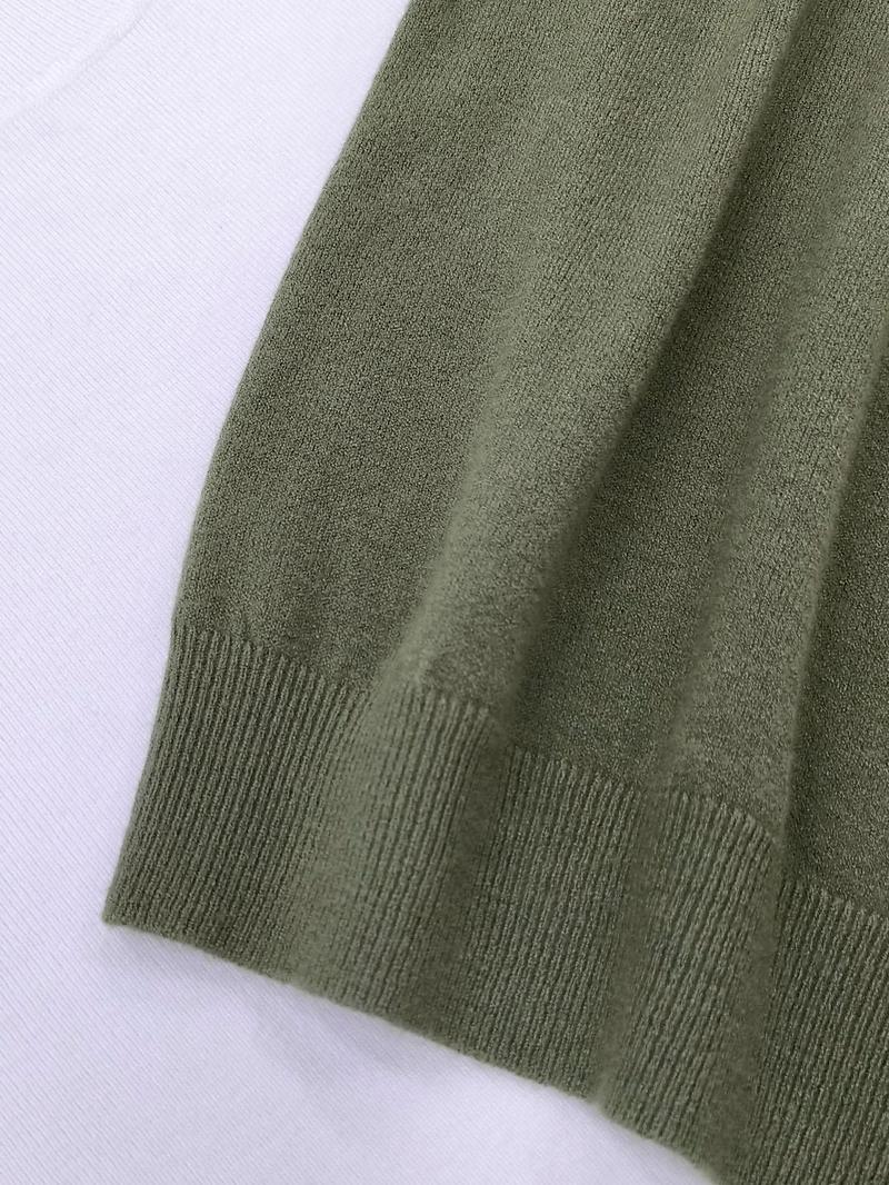 Women's Solid Color Crew Neck Short Sleeve Sweater, Casual Basic Knit Pullover for Spring & Fall, Fashion Women's Knitwear for Daily Wear, Womenswear