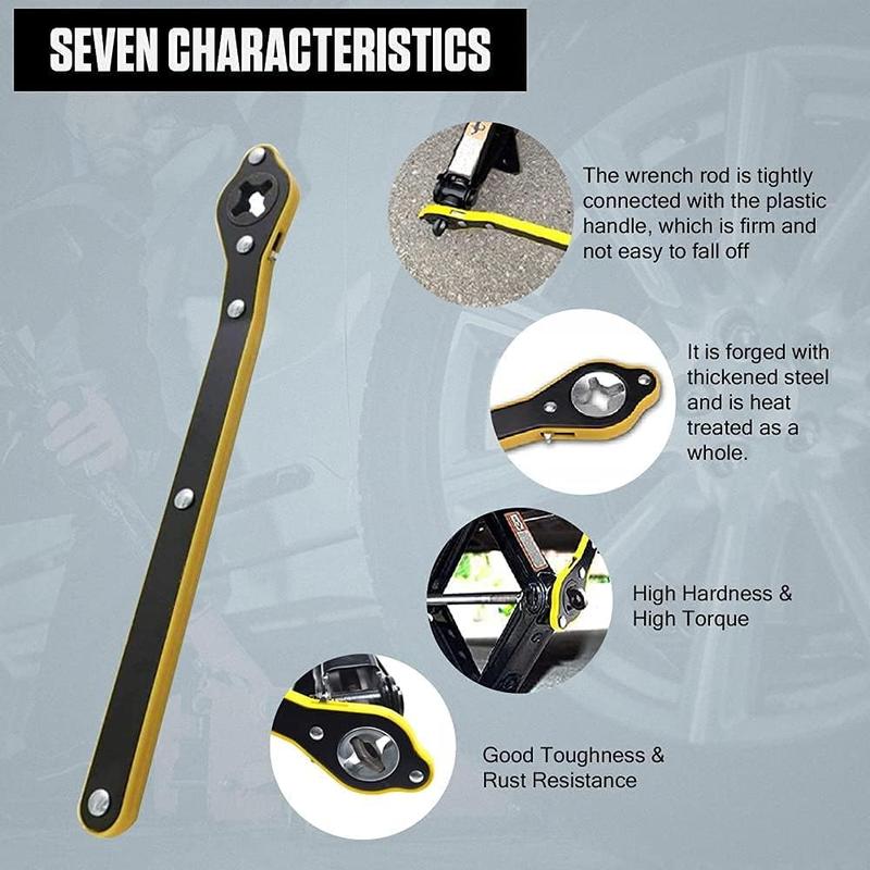 Auto Jack Lug Wrench & Lift Speed Handle Tool, Portable Jack Ratchet Wrench for Car Motorcycle Scissor Jack, Must-Have Travel Emergency Tool.