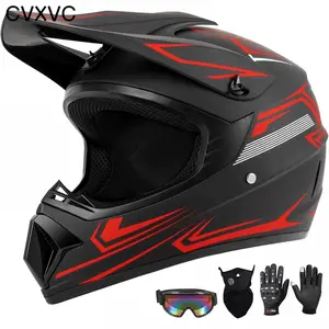 CVXVC Youth Kids and Adult Dirt Bike Motocross Helmet (Goggles Gloves Face Mask) 4PCS Set, DOT Approved Boys Girls Full Face Motorcycle Helmets, ATV BMX MX Mountain Bike Off Road Kid Youth and Adult Helmet for women and men summerwins,summerwins