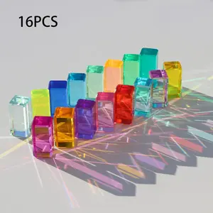 Acrylic High Transparency Building Blocks, Rainbow Cube Puzzle for Kids, Creative Educational Toy, Light-Transmitting Gem Decorative Piece