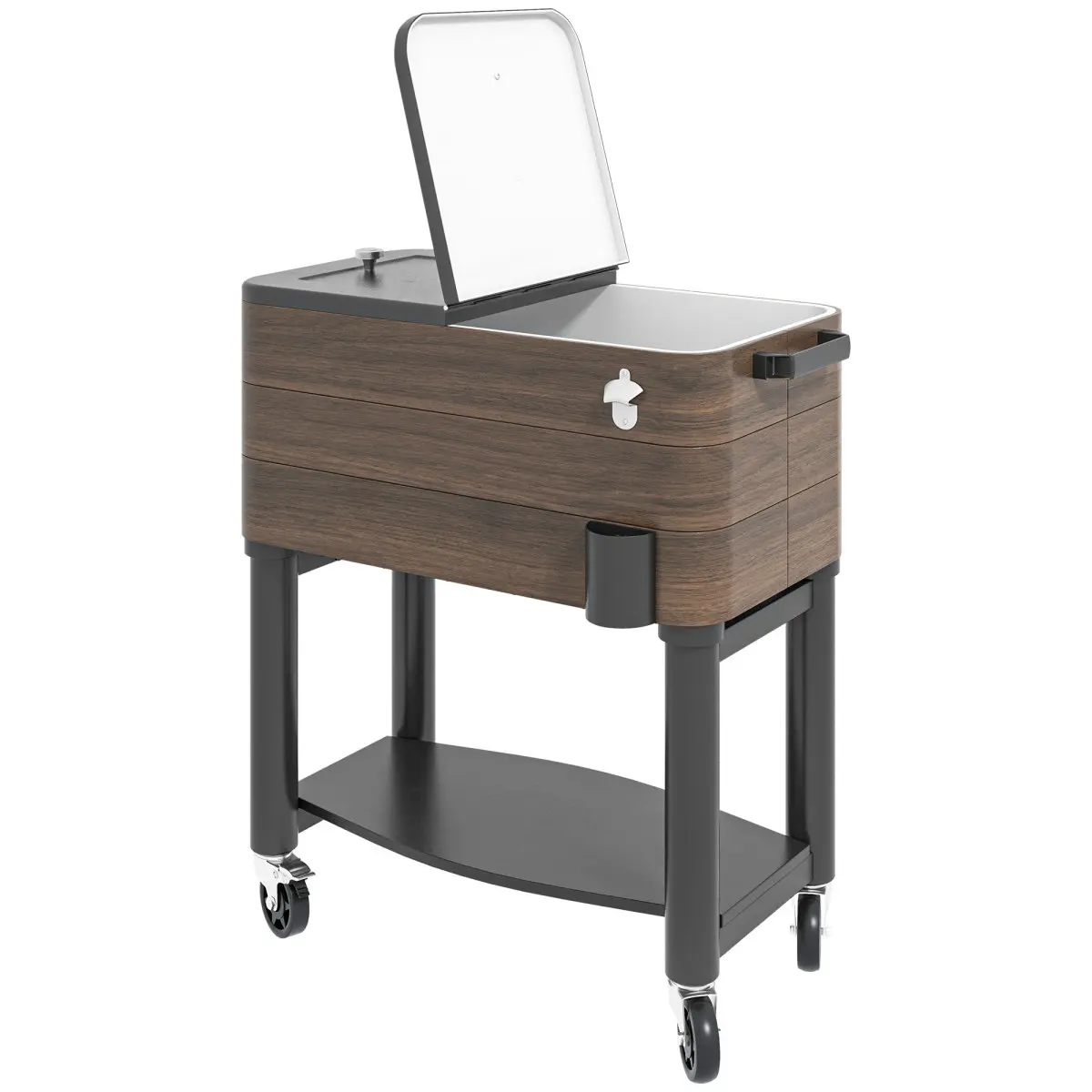 AobtkelOutsunny 60 Qt Rolling Outdoor Cooler Cart, Rugged Steel Patio Ice Chest with Locking Wheels, for Poolside BBQs, Brown Stainless Comal Set g10 handle edc pocket knife detachable compact self-defense durable fruit anti slip cooking