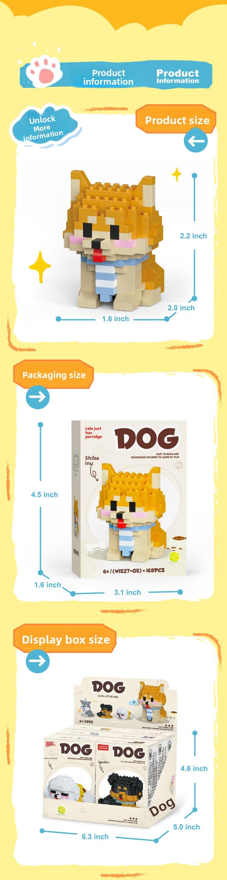 Cute Mini Particle Cat & Dog Building Blocks, Fun for Kids & Adults, Decor & Gift Idea, Perfect Time Killer,6PCS Cartoon Cat & Dog Pet Figures Building Blocks Set,Cute Cat Dog Micro Building Blocks Animal Model Kit for Kids Adults