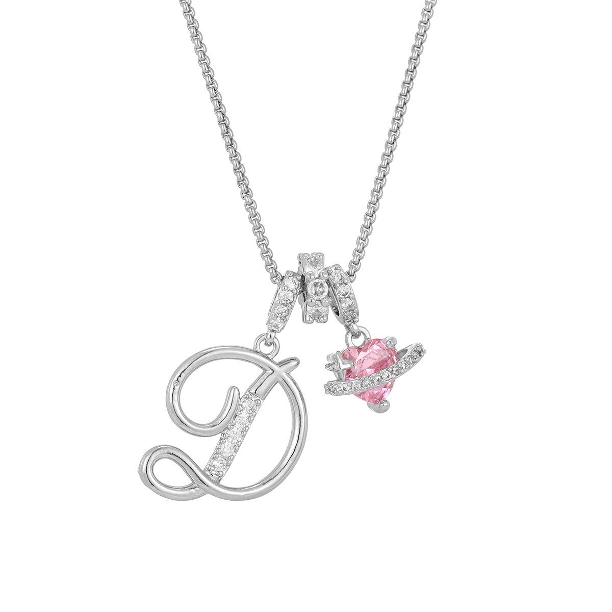 Initial Heart Necklace for Women | 18K  Plated | Pink Cubic Zircon Pendant with Diamond Inlaid Letter | Fashion Luxury Jewelry | Perfect Gift for Christmas, Birthdays, Anniversaries & All Holiday Occasions