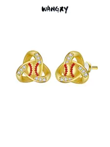 WANGXY Baseball/Softball/Soccer/Pickleball Earrings 925 Silver Needel Hypoallergenic Sport Stud Earrings 14K Gold Plated  Non-Tarnish Faith Jewelry Sport Jewelry Gifts for Women Lover Player