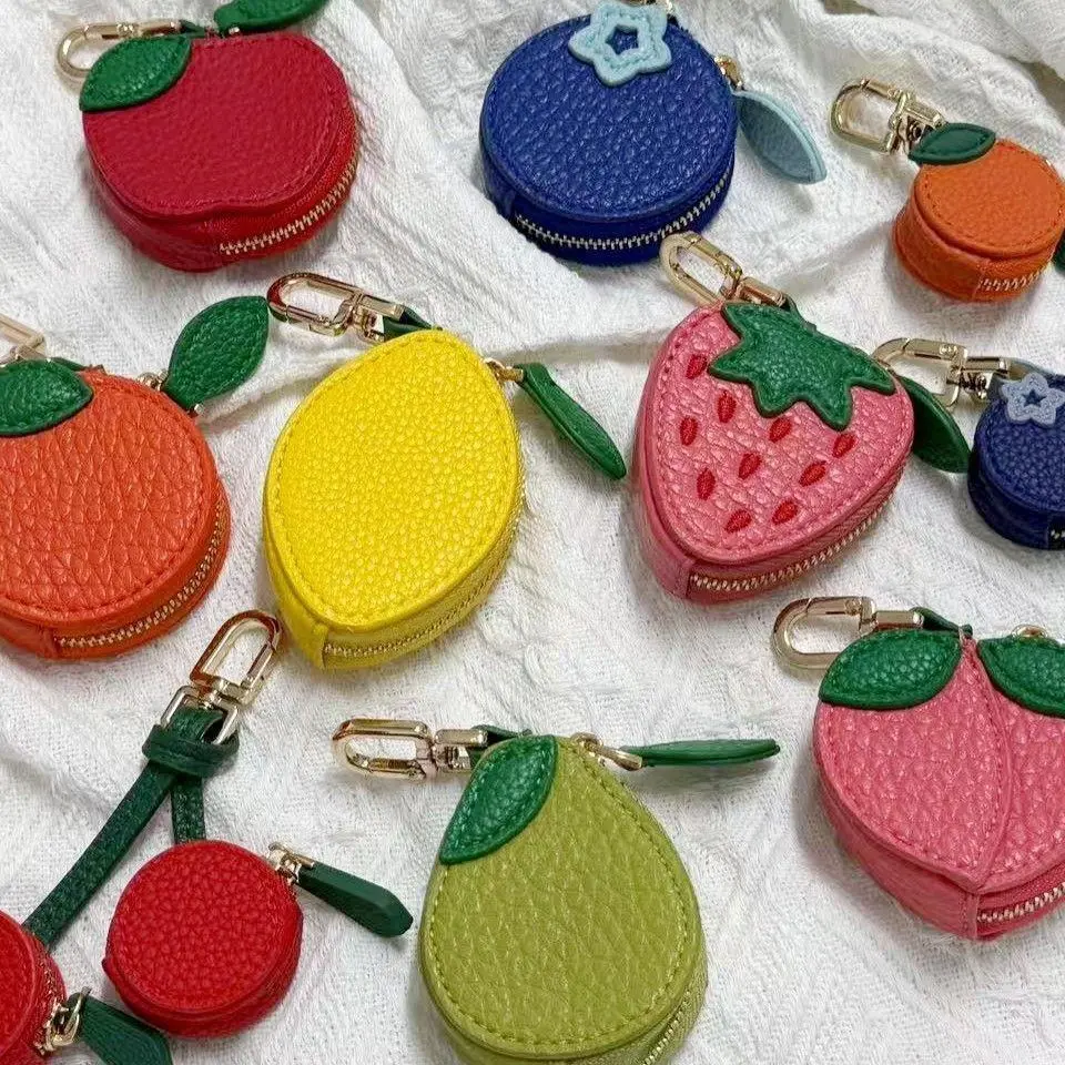 Eco-Friendly Recycled Small Fruit Bag Charm - Lemon, Blueberry, Avocado Designs, Adorable Keychain Accessory for Bags/Backpacks, Casual All-Season Item, Ideal Gift for Fruit Lovers