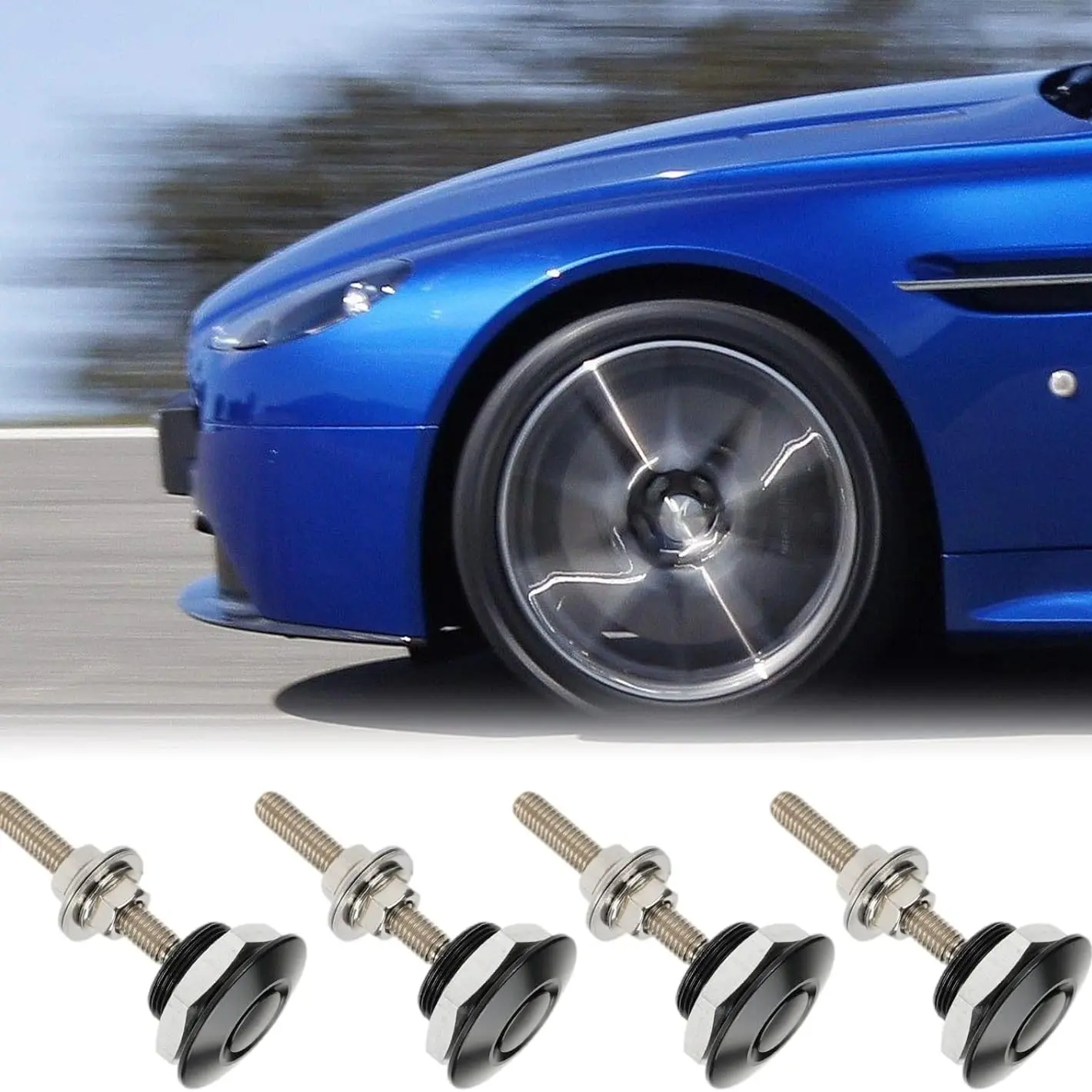 4Pcs Universal Aluminum Quick-Release Lock Latches, 1.25-Inch Diameter Automotive Vehicle Fasteners for Bumper, Hood and License Plate, Bumper Clips