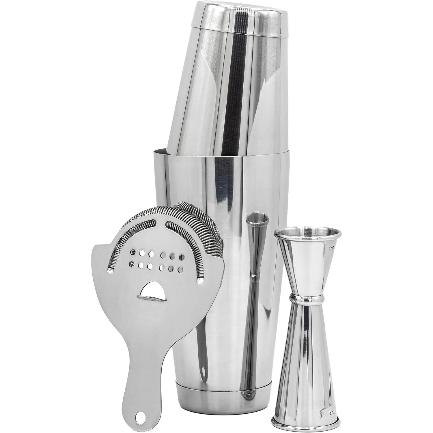 Pressional  Shaker Set Bending Kit: Weighted  Shaker Tins, Hawthorne Strainer and  Jigger