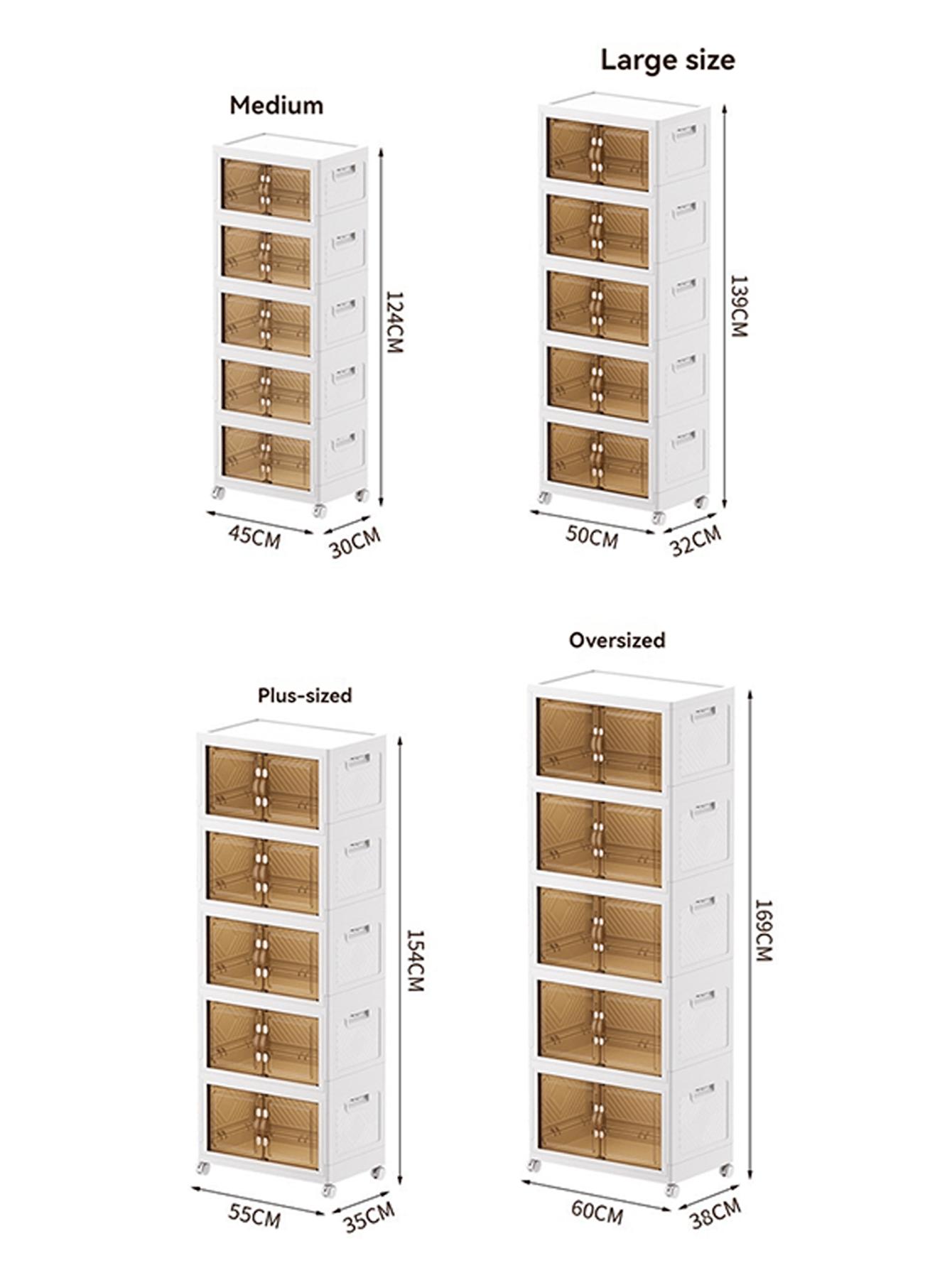 Foldable storage box, multi-layer storage box, stackable cube plastic storage box with lid and wheels, suitable for storage of toys, snacks, kitchen, under the bed, wardrobe, garage, etc.