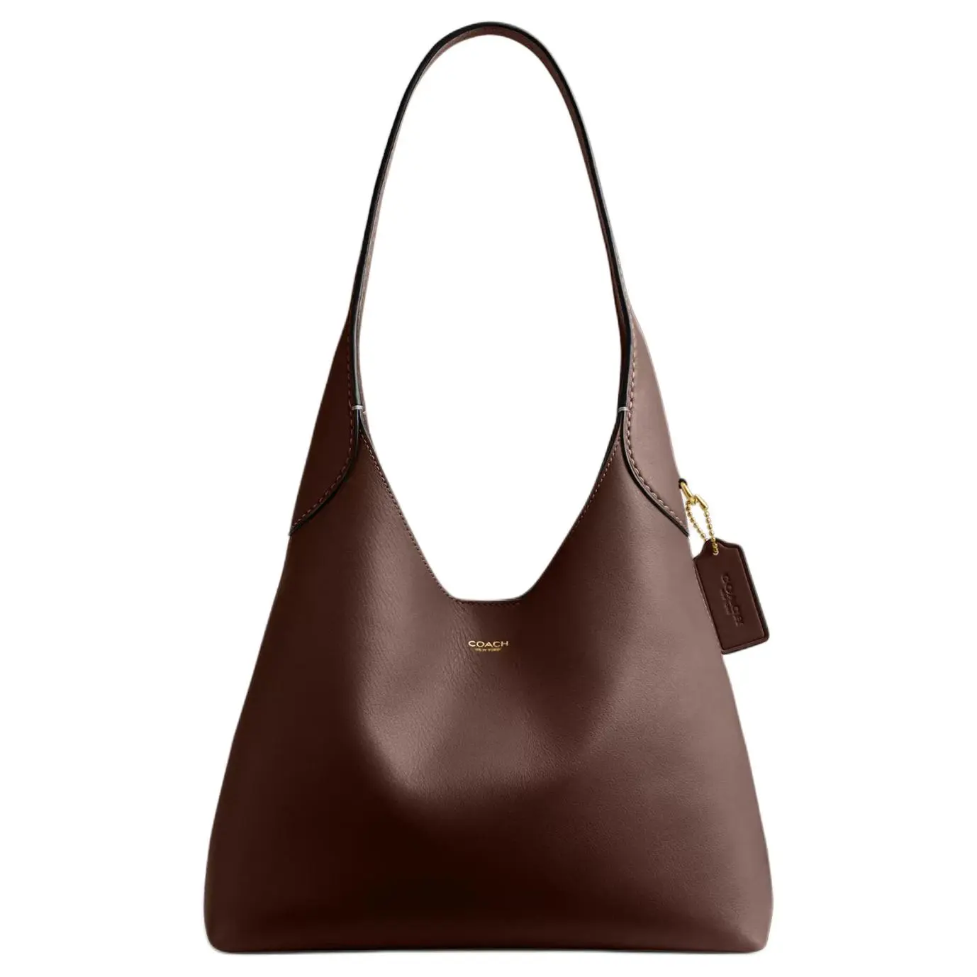 COACH Brooklyn 28 Hobo Handbag for Women – Smooth Leather with Gold Logo Print, Magnetic Snap Closure, Chestnut Brown