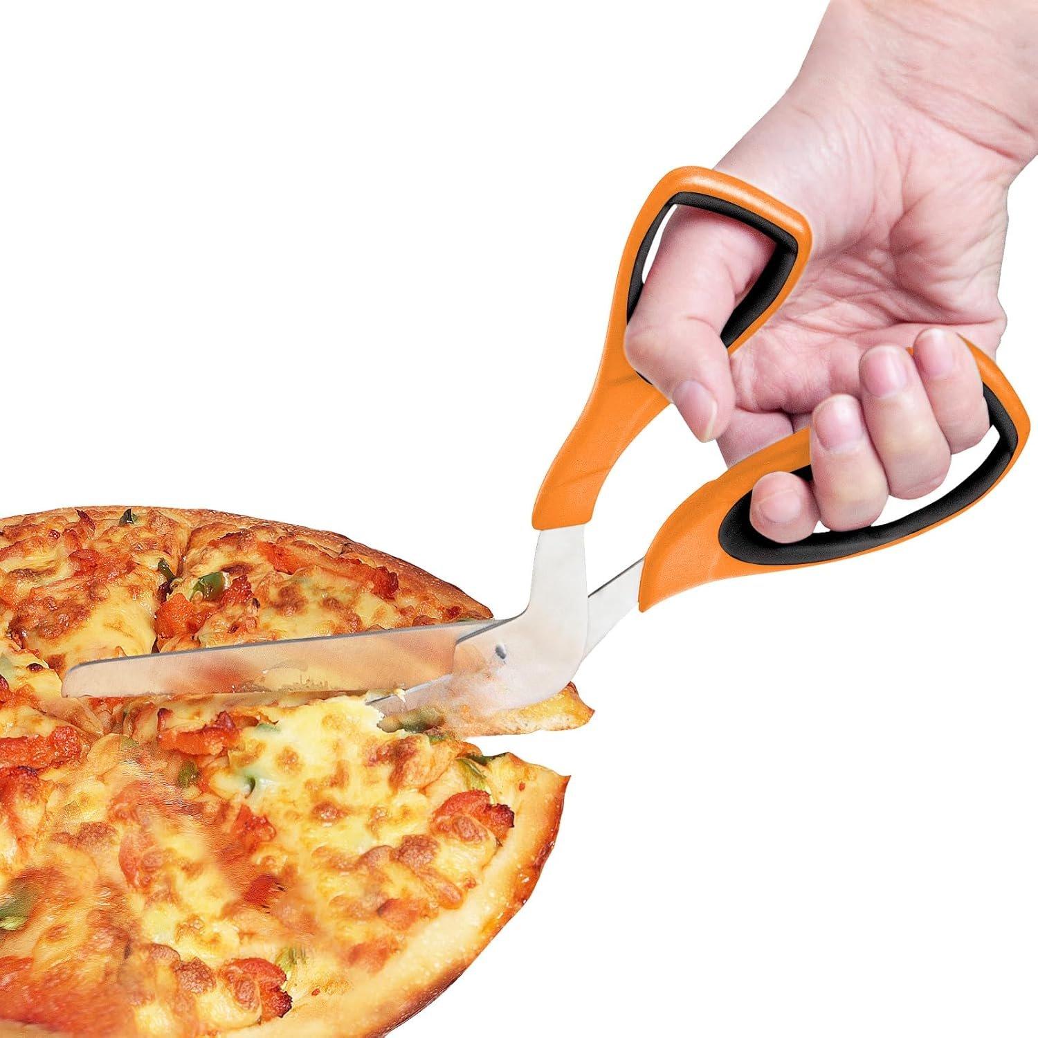 Pizza , Pizza  with  Grade  Stainless Steel  and Soft Handle, Multifunctional Kitchen , 27 cm, Black/Orange