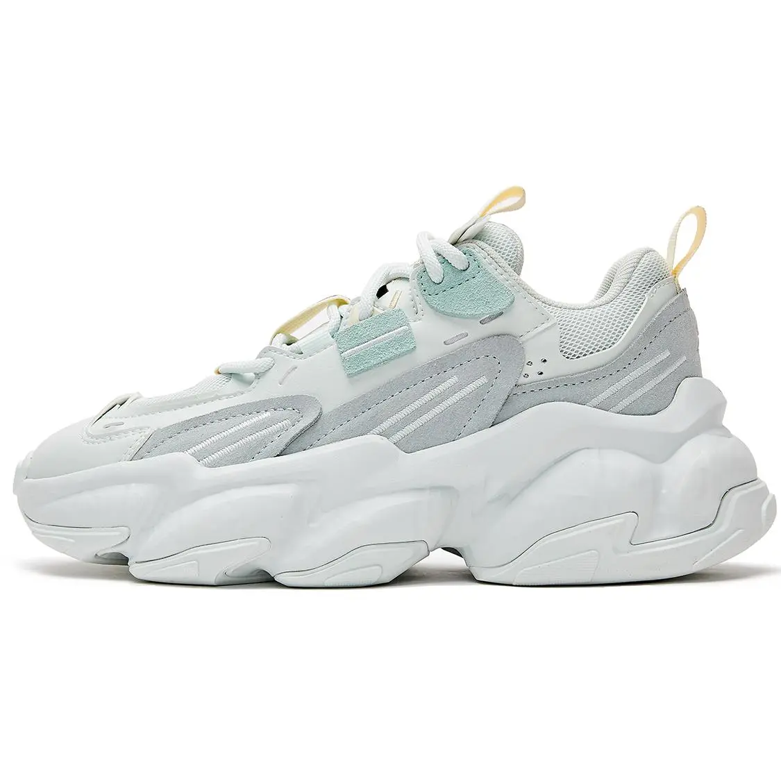Starter Rock Layer Fabric and Split Leather Women's Low-Top Dad Sneakers in White Verifiable, with credentials and supporting global authentication
