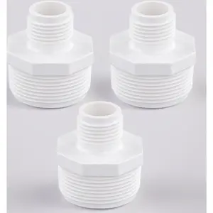 1.5" NPT Male to 3/4" GHT Male Garden Hose Adapter – 3 Pack – PVC Pipe Connection for Pool, Sump Pump, Irrigation & Outdoor Plumbing – White