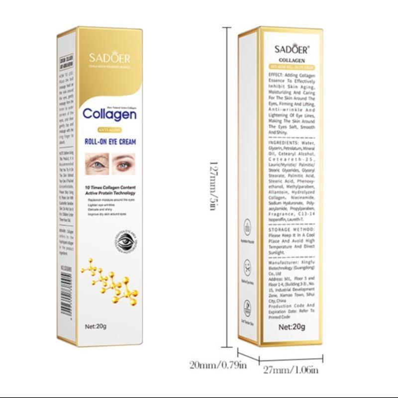 Collagen Eye Cream for Dark Circles and Puffiness, Brightening De-Puffing Eye Care for Tired Eyes and Daily Use, Under Eye Brightener