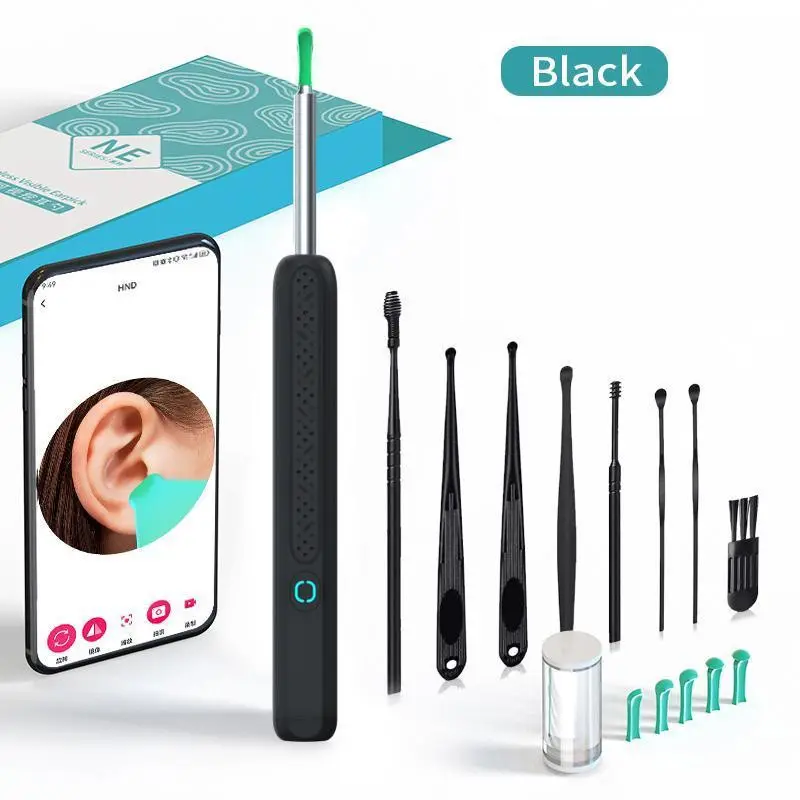 Wireless Visual Ear Wax Removal Tool, 1080P HD Otoscope Waxy Ear Cleaner with LED Light, 8-Piece Wireless Visual Ear Pick Kit for Adults & Kids, Rechargeable Ear Camera Endoscope, Portable Earwax Remover for Home & Travel, Earwax Removal Tools