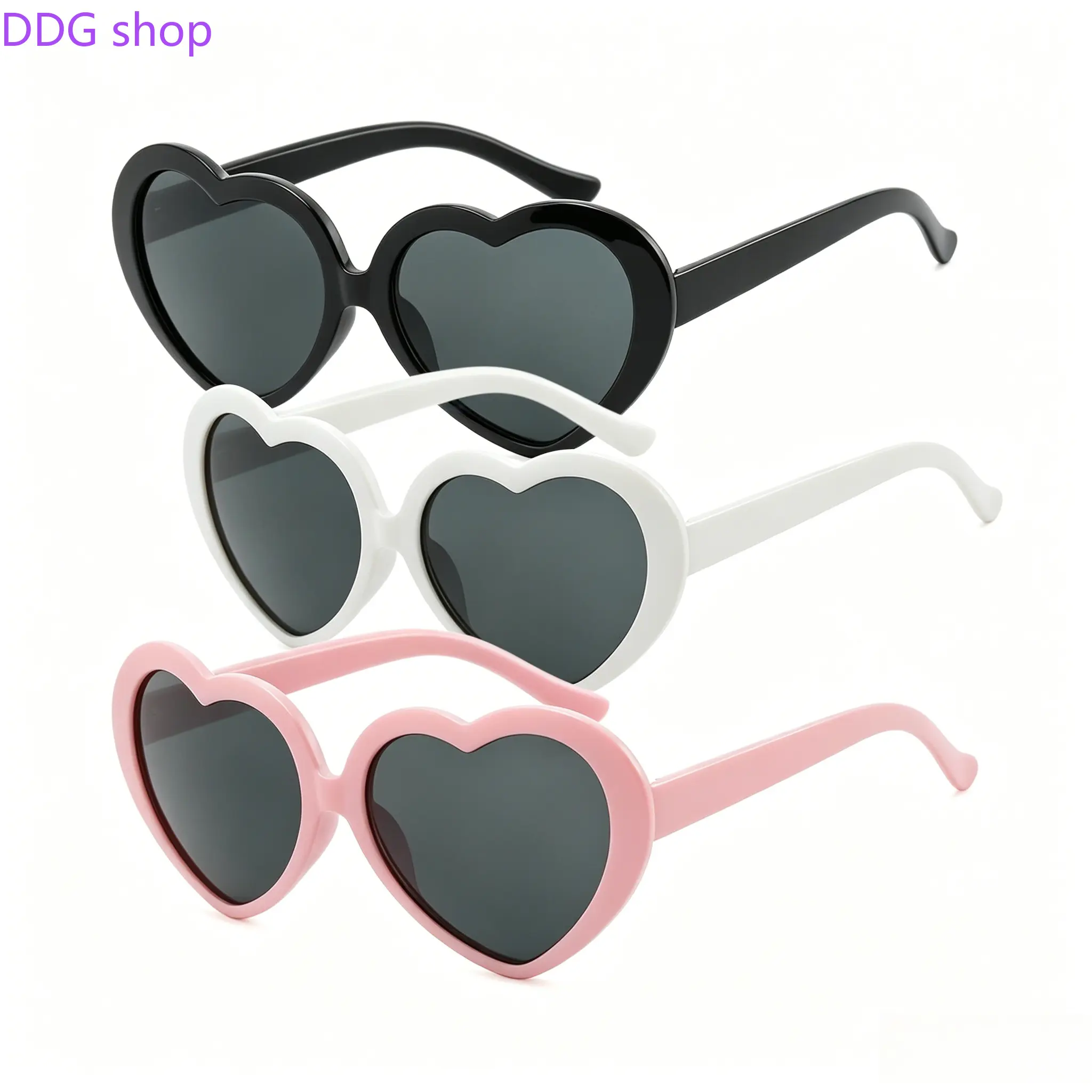 3Pcs Girly Fashion Heart Frame Sunglasses, UV Protection PC Frames, Casual Style for All Seasons, Perfect for Daily Wear & Gifts