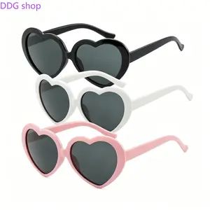 3Pcs Girly Fashion Heart Frame Sunglasses, UV Protection PC Frames, Casual Style for All Seasons, Perfect for Daily Wear & Gifts