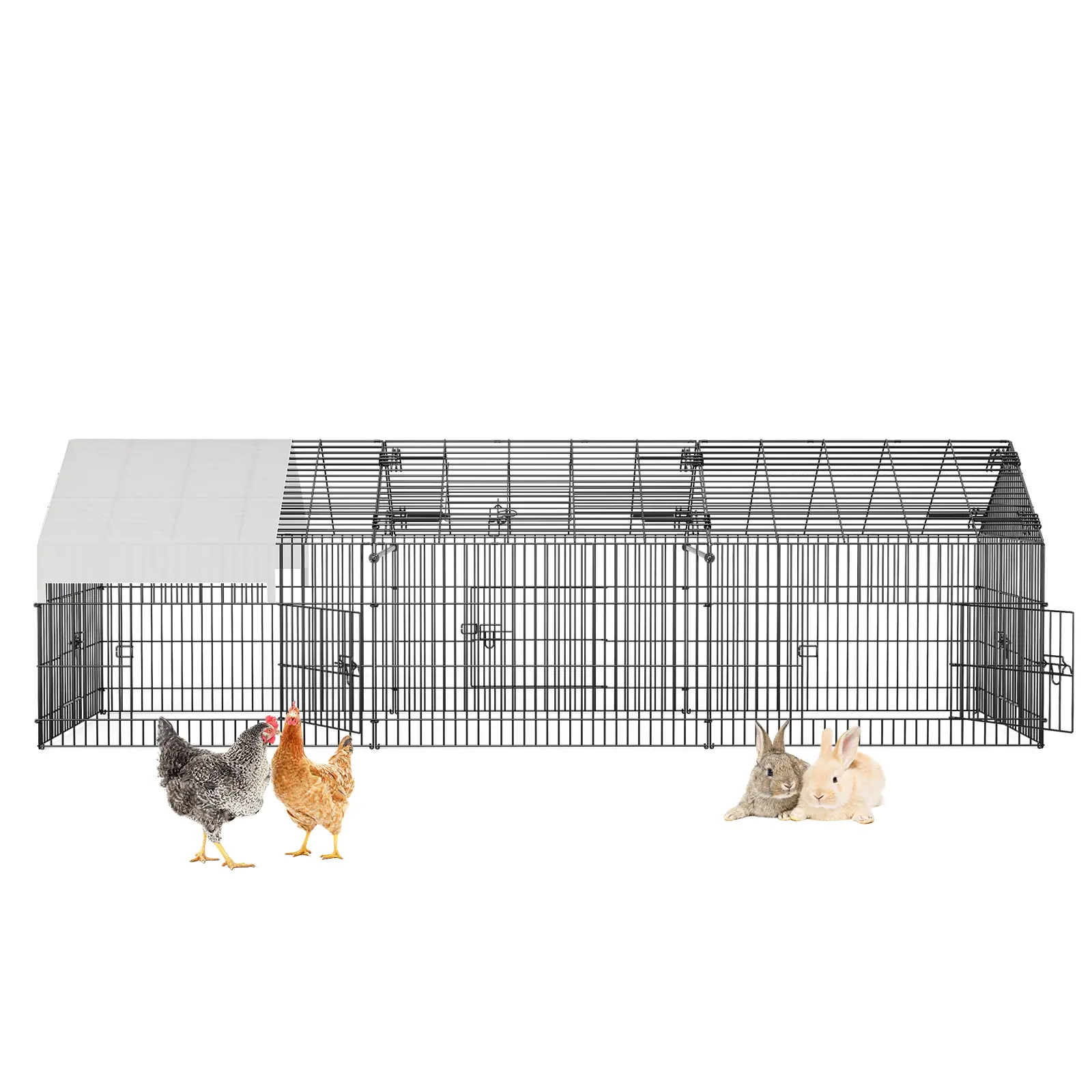 Spacious Metal Frame Chicken Coop (86x40 in) - Portable Outdoor Run, Waterproof Roof, Secure Lock, Sunproof Cover, Rust-Proof, Easy Assembly & Move for Chickens, Rabbits
