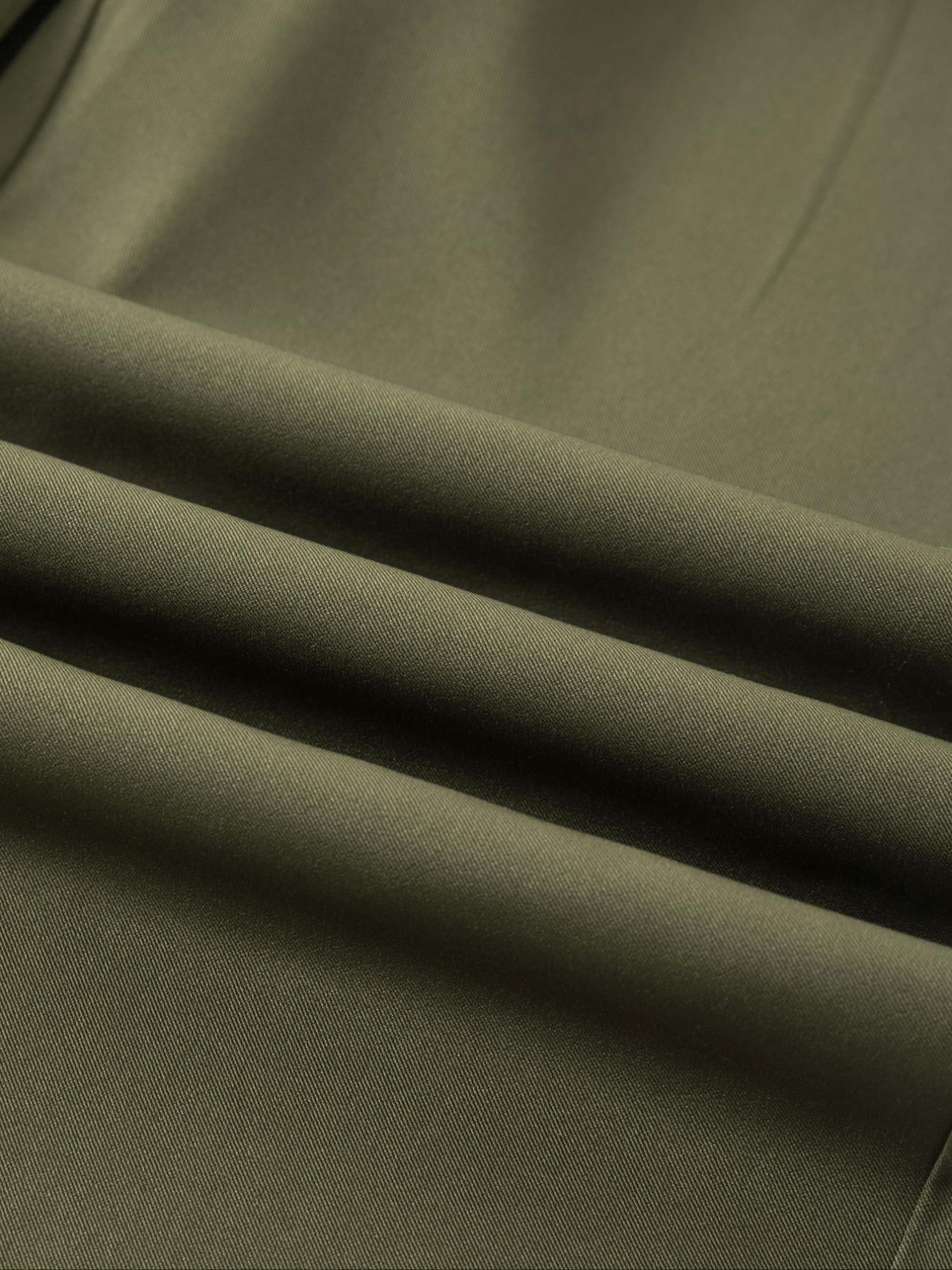 Women's Business Casual Plain Color Elastic Waist Button Fashion Trouser Pants, Fitted H-Type, All Seasons, Stylish and Comfortable