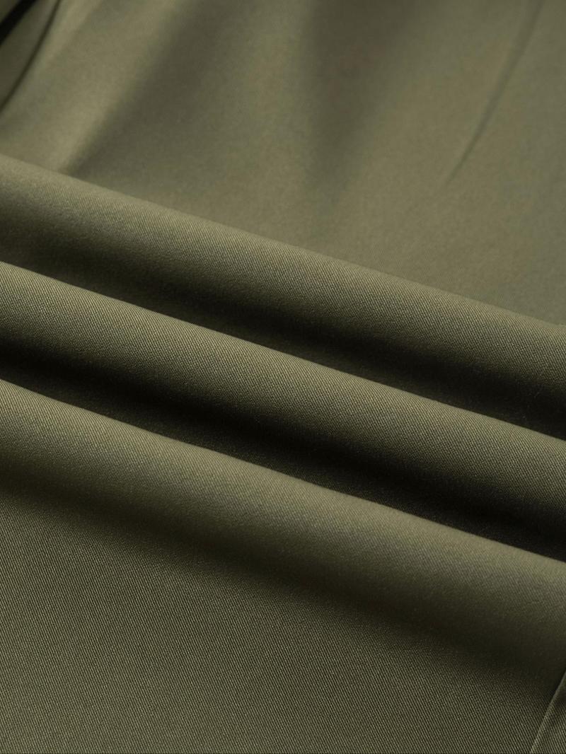 Women's Business Casual Plain Color Elastic Waist Button Fashion Pants, Fitted H-Type, All Seasons, Stylish and Comfortable