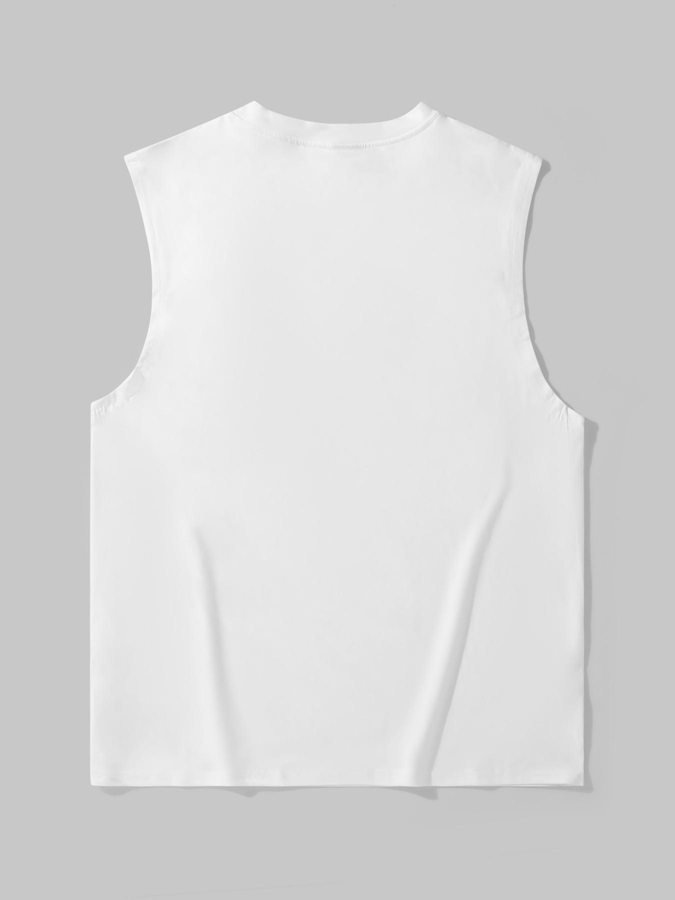 Men's Playing Card Print Round Neck Sleep Tank Top, Casual Soft Comfortable Regular Fit Sleeveless Sleep Top for All Seasons, Menswear Loungewear for Daily Wear