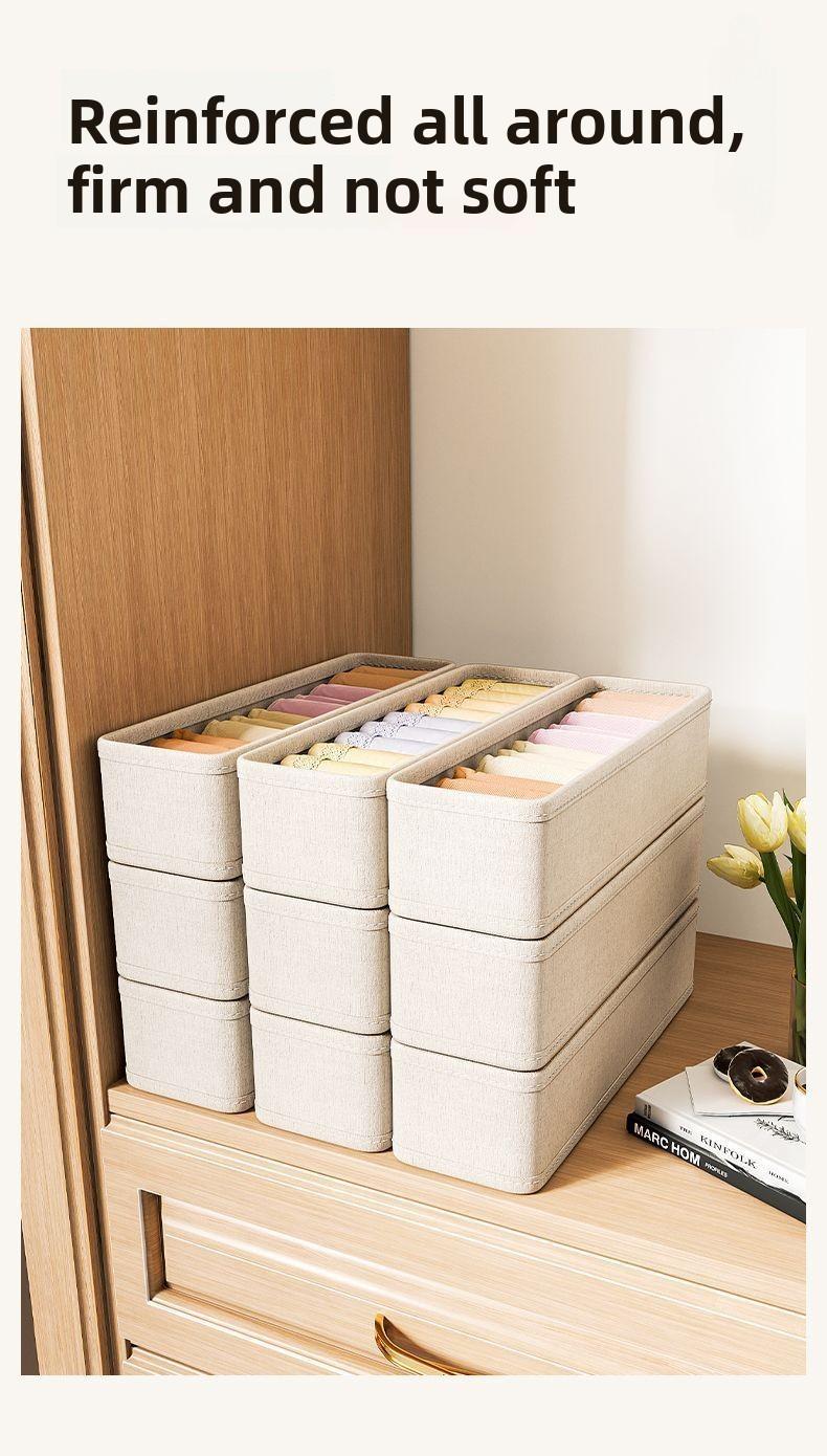 Cotton and linen washable socks underwear storage portable organizer, dormitory home wardrobe artifact multi-functional foldable storage box