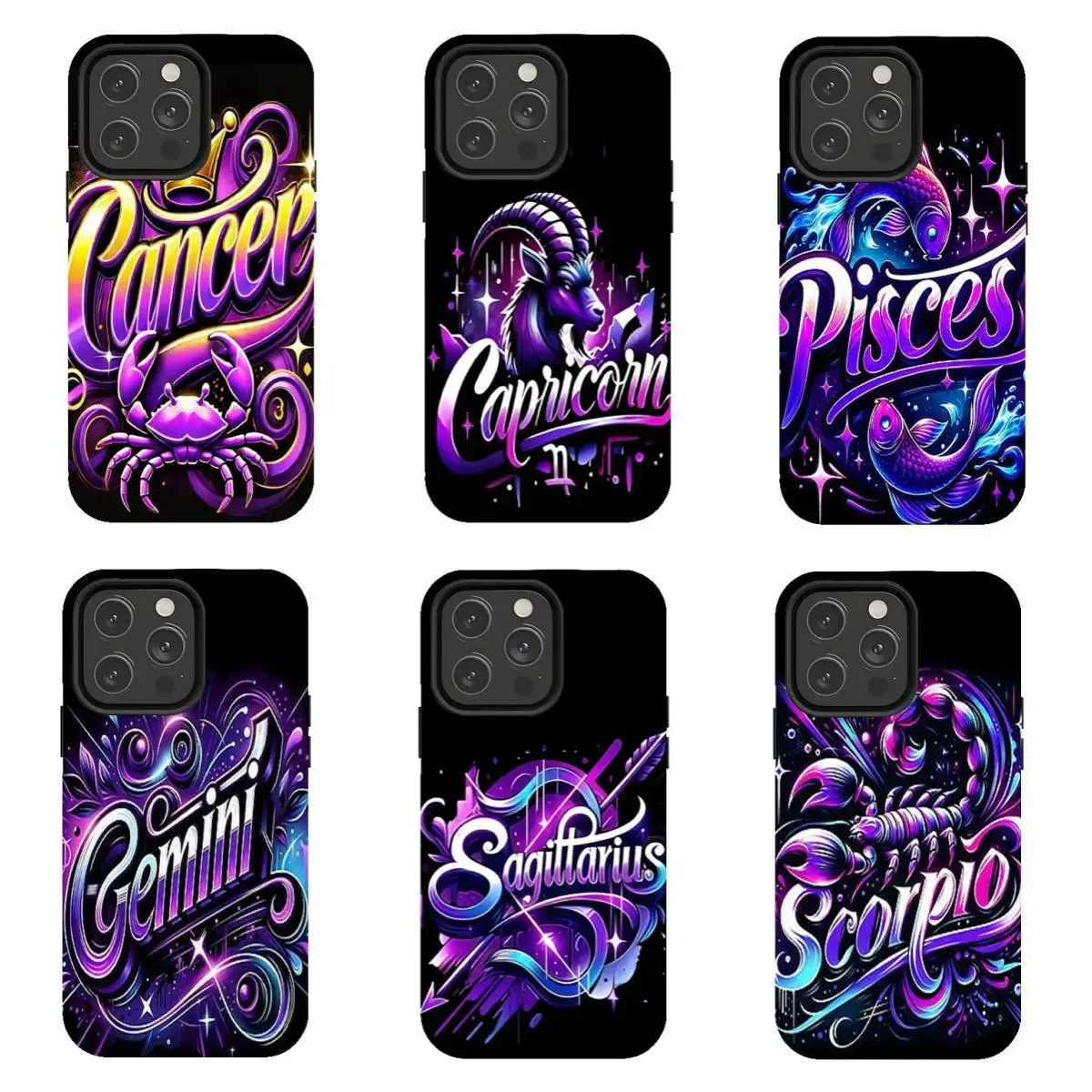 Custom Wireless Zodiac Sign Celestial Smartphone Case - 6 Styles, Shock-Resistant Shell, Compatible for iPhone 17/16/15/14/13/12/11 and for Samsung S21-S25 Handheld Cellphone Devices, Ideal Friend Gift