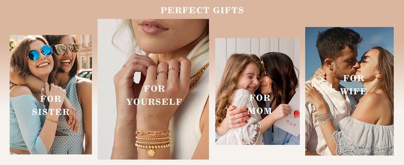 Trendy Gold Bracelets for Women 14K Gold Plated Stackable Initial Beaded Bracelet with Letter Pendant Waterproof Jewelry Gift