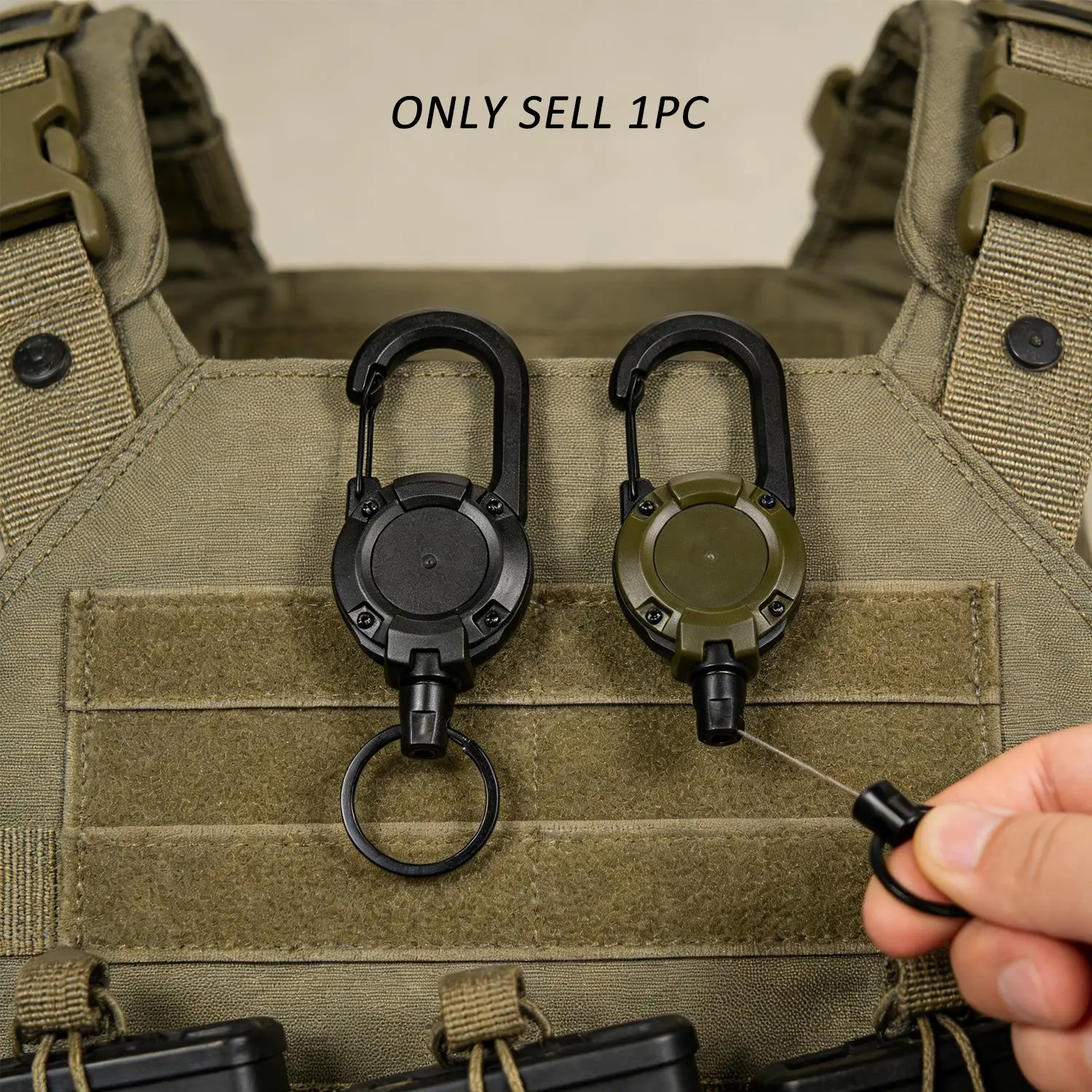 2-Pack Heavy Duty Carabiners - Multi-Function Tactical Clips with 20-inch Retractable Steel Cable, Two Colors, Unisex Outdoor Gear for Hiking, Camping & Mountaineering, Hook Carabiner