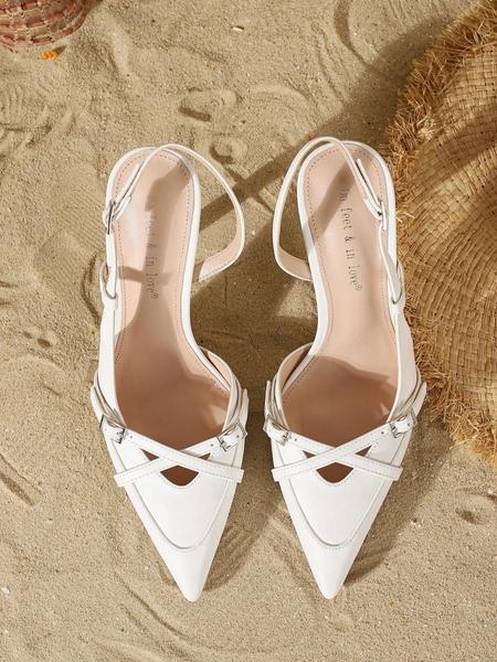 Women's Elegant Cross-Strap Pointed Toe Stiletto Heels, Buckle Fastening for Dresses and Weddings, Patent Leather for All Seasons, Fashionable Sling Sandals