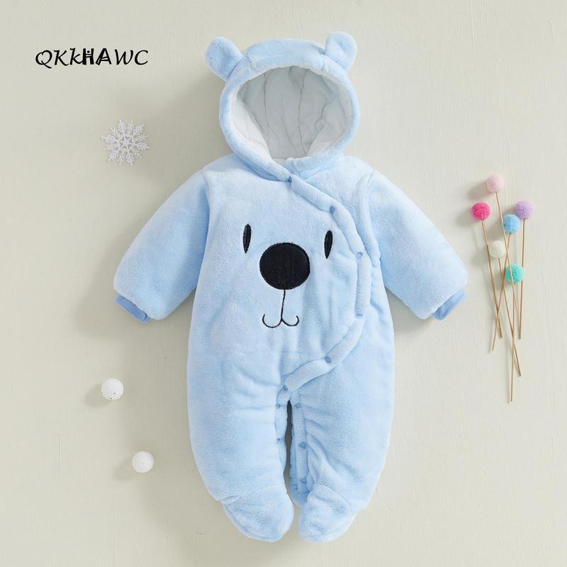 Baby Hooded Footie Romper Snap Up Fleece Snowsuit Winter Outwear Cute Pattern Jumpsuit Cozy Baby Hooded Footie Romper Snap Up Fleece Snowsuit Winter Outwear Cute Pattern Jumpsuit Cozy