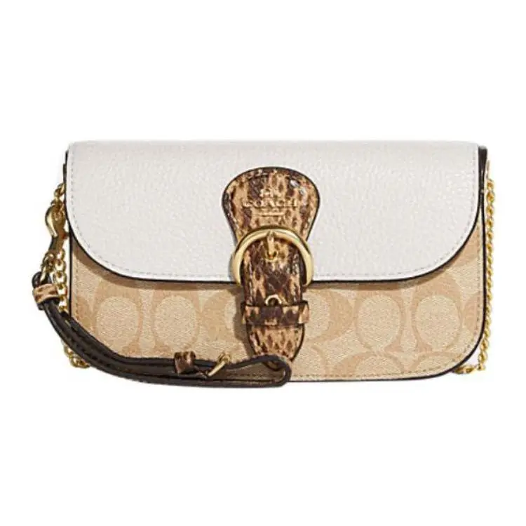 COACH Kleo 19 Crossbody Handbag for Women – Vintage Color-Blocked Leather in Classic Off-White and Monogram