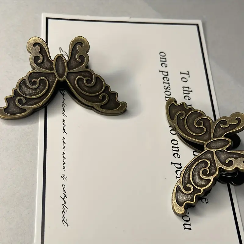 2pcs Elegant Metal Butterfly Clips for Notes, Photos & Office Use - Versatile Bronze Design with Intricate Swirling Patterns, Perfect for Organizing Papers and Decorating Workspaces, Paper Organization | Elegant Desk Accessory | Metal Construction